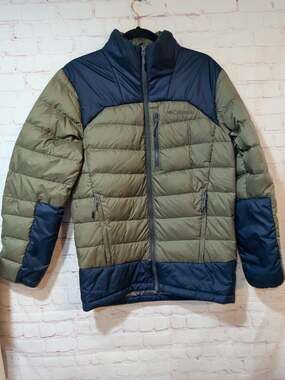 Columbia Mens S Autumn Park Down Jacket Stone Green Collegiate Navy